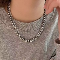 Collier chaîne cubaine en acier inoxydable style rappeur, hip-hop streetwear, fermoir boîte poli, bijou unisexe, cadeau