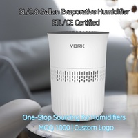 Humidificateur évaporatif 3L sans poussière blanche, certifié ETL, remplissage par le haut, hydratant d'air hygiénique pour chambre à coucher, vente en gros OEM