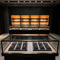 Vitrine de présentation de bijoux éclairée par LED, comptoir en verre, meuble d'exposition personnalisé pour magasin de détail
