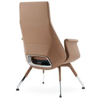 Chaises de bureau simples de visiteur de jambe du dos quatre moyens exécutifs commerciaux en cuir de Brown avec les jambes fixes