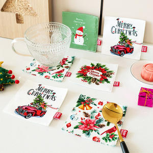 Posavasos cuadrado de tela con estampado navideño, doble capa, resistente al calor, para decoraciones navideñas - Product Image 5