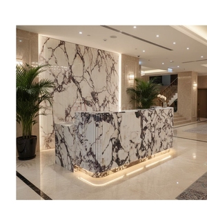 Mostrador de Recepción Curvo Popular Viola Marble con Cajones de Almacenamiento para Uso Comercial, Estilo Personalizado - Product Image 1