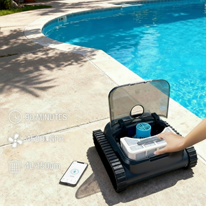Aspirateur robotisé sans fil pour piscines, nettoyage des parois et des lignes d'eau, <span class=keywords><strong>filtration</strong></span> fine, navigation intelligente prolongée de 90 minutes, prise en charge de l'application - Product Image 4