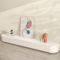 Unités murales de télévision de luxe meubles de salon lumière LED dessus en marbre support de télévision et ensemble de Table basse Table à thé meuble de télévision en bois moderne
