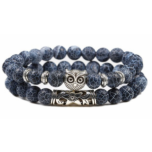 G4197 venta al por mayor 8mm 2 unids/set pulsera de cuentas cadena amazónica piedra volcánica Lava búho encanto cuentas pulseras joyería - Product Image 4