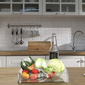 Khay Acrylic Trong Suốt Hình Vuông Chống Tràn Khay Phục Vụ Bằng Acrylic Có Tay Cầm Cho Nhà Bếp Phòng Tắm Văn Phòng - Product Image 3