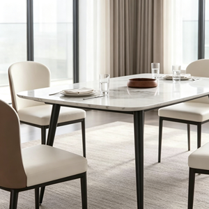 Ensemble de table à manger rectangulaire moderne en marbre avec 6 chaises en cuir PU, design minimaliste, meubles pour la maison - Product Image 3