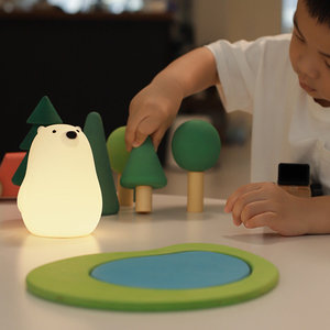 <span class=keywords><strong>Veilleuse</strong></span> LED MUID en silicone motif petit ours blanc, mignonne et mini, avec lumière blanc chaud pour chambre d'enfant et chevet - Product Image 3