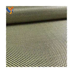 Yüksek kaliteli altın sarı karbon fiber hibrid aramid karbon fiber kumaş