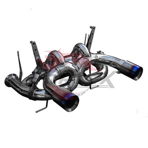 Tuyau de conversion Vortex en acier inoxydable style SVJ pour Lamborghini LP700-4 V12 avec échappements à bordure brûlée à sortie haute Mod - Product Image 2
