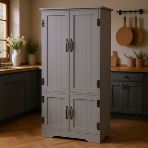 Gabinete de despensa estilo granja gris de 49 pulgadas con estantes ajustables, gabinete de almacenamiento para cocina, comedor y hogar. - Product Image 2