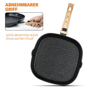 Poêle à griller ronde en acier inoxydable de 28 cm, fond en céramique, poignée amovible, distribution de chaleur, sans PFOA, facile à nettoyer, steak, barbecue en plein air - Product Image 3