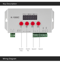 Programme de connexion BT DC5v-24V 2048 pixels, carte SD programmable, contrôleur WS2812B WS2811 APA102 Dmx, contrôleur LED SPI K-1000c