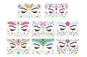 Pegatinas Fluorescentes de Tatuajes Faciales de Halloween con Diseño de Esqueleto, Pegatinas Decorativas de Neón para el Cuerpo - Product Image 6