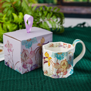 Modern Luxury Ceramic Creative Octagonal <b>Cup</b> Tea Saucer <b>Set</b> with Porcelain Mug-Western Design for Home Travel Tea & Coffee Gift - Product Image 2