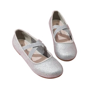 Personalizza scarpe elastiche da principessa per bambina in pelle glitterata argento <span class=keywords><strong>elegante</strong></span> danza con suola piatta per ragazza - Product Image 2