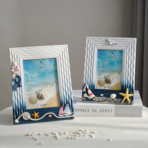 Ocean-Themed Photo <b>Frames</b> <b>6x4</b> And 7x5 Inch Marine Style Handmade Wooden Tabletop Rectangle <b>Frames</b> With Seashell Design - Product Image 2
