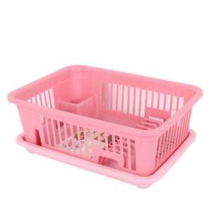 Factory Price Storage Tableware Dish Drain Rack Kitchen Dish Rack Plastic with Tray