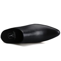 Chaussures mi-semelles pour hommes Baotou, pantoufles en cuir de vachette pleine fleur pour hommes, chaussures en cuir à bout pointu, chaussures en cuir à talons hauts tendance
