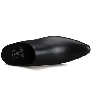 Baotou men's half-soled shoes top-grain cowhide men's <b>leather</b> <b>slippers</b> pointed toe trendy high-heeled <b>leather</b> shoes - Product Image 3
