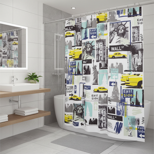 Collezione Big Apple di Spirella, Tenda da Doccia in Tessuto 180 x 200, 100% Poliestere, Multicolore - Product Image 3