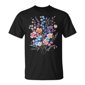 T-shirt à motif floral vintage avec des fleurs sauvages pour les passionnés de jardinage - Product Image 1
