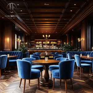 Ensemble de meubles de luxe sur mesure Ron Group, table ronde en marbre, chaise commerciale rembourrée, banquette capitonnée en velours pour <span class=keywords><strong>restaurant</strong></span> - Product Image 3