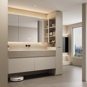 BALOM Modern Style Bathroom Cabinet Wood MDF Plywood Melamine Modular Vanity with Smart Mirror Ready to Assemble OEM - Product Image 2