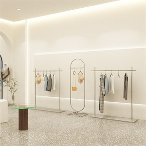 Clothing Store Display <b>Rack</b> Stainless Steel Floor-standing Clothes Hanger Womens Apparel Store Modern Minimalist Display - Product Image 3