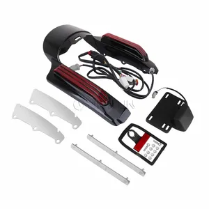 Chắn bùn phía sau mở rộng Xe Máy Mudguards với Tail LED ánh sáng lần lượt cho Harley Touring Road Vua Electra Đường Phố Glide 09-13