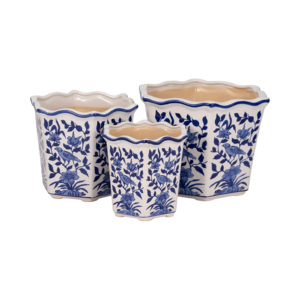 Vasi per Fiori in Stile Chinoiserie, Ceramica Stoneware con Design Floreale, per Uso Interno ed Esterno - Product Image 3