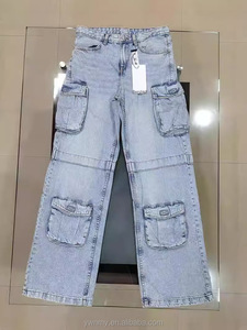 Nuova Moda 2024 Salopette da <span class=keywords><strong>Donna</strong></span> a <span class=keywords><strong>Vita</strong></span> <span class=keywords><strong>Alta</strong></span> e Vestibilità Ampia <span class=keywords><strong>Jeans</strong></span> in Denim di Stock Cinese con Tasche Cargo Multiple 3D Stile Y2K Casual High Street - Product Image 4