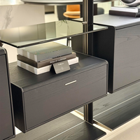 Support mural modulaire 8 pieds en bois couleur Led éclairage noir poteau arqué bibliothèques en aluminium