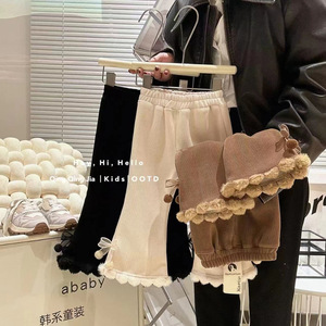 Girls Corduroy Pants Fleece Lined Warm Thick Long Pants For Winter Kids Clothes Korean Style Solid Color Ababy - Product Image 1