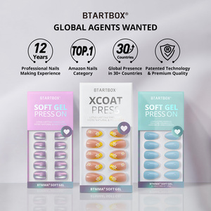 Btartbox Mềm Gel Đồng Bằng Báo Chí Trên Móng Tay Số Lượng Lớn Mùa Hè Bán Buôn Ngắn Vuông Hạnh Nhân Handmade Tái Sử Dụng Giả Móng Tay Tip Báo Chí Trên - Product Image 6