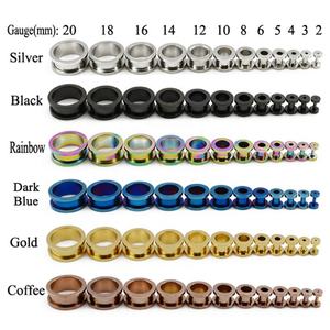 Grosir 1.6-22mm baja tahan karat tebal telinga terowongan perpanjangan secara eksternal berulir tubuh tindik perhiasan bedah Baja Batu - Product Image 4