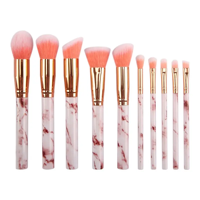 Top selling lower price Makeup brush Portable marbled 10-piece set beauty makeup tool eyeshadow brush set