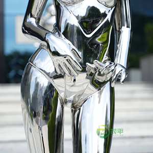 Tamaño personalizado Interior Exterior arte 3D lujo metal artesanía tecnología futura mujer robot escultura de acero inoxidable - Product Image 4