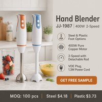 Mixeur Plongeant 400W avec Moteur en Cuivre Pur, 2 Vitesses, Tige Amovible, Lame en Acier Inoxydable pour Aliments Bébé et Soupes