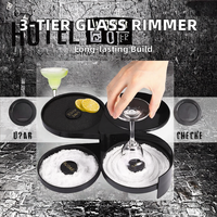 Accessoires de bar en plastique noir à 3 niveaux Rimmer de verre et Rimmer de sucre/sel pour barmen Drinkware Essentials