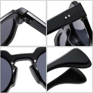 Lunettes de soleil polygonales vintage personnalisées avec logo pour hommes et femmes, verres transparents UV400, rivets, style punk - Product Image 6