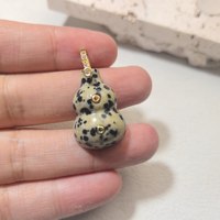 Pendentif Gourde en Pierre Naturelle et Zircon Incrusté, Charme Porte-Bonheur, Accessoire de Collier DIY