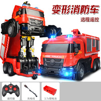 Nuevo Juguete RC 2023, Camión de Bomberos con Aspersor RC de Deformación con un Solo Clic, Robots Transformables RC