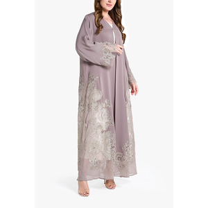 LEDUO ODM - Vestido Casual Vintage Personalizado de Alta Calidad para Mujer, con Encaje Bordado, de Gasa, Estilo Holgado, Largo hasta el Tobillo, para Eid y Ramadán - Product Image 1
