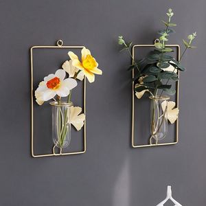 New Product Wall Hanging <b>Clear</b> Glass <b>Vase</b> Metal Hydroponic Flower <b>Vase</b> Home Wall Decoration Ornament Gifts - Product Image 5