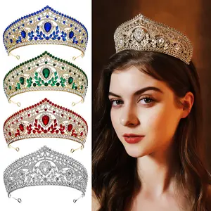 2024 perhiasan pengantin indah buatan tangan kristal mahkota pernikahan aksesoris tiara hadiah pernikahan