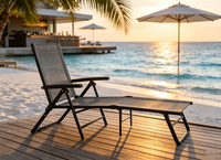 Chaise longue de patio réglable de haute qualité, design multi-positions, textile respirant durable, chaise inclinable pliable pour l'extérieur