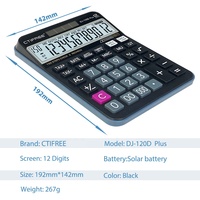 Calculatrice électronique solaire DJ-120D Plus en plastique ABS à 12 chiffres pour usage professionnel, bureautique et scolaire, fabriquée en Chine