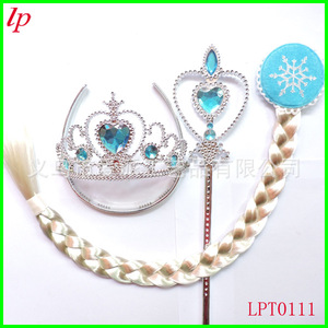 Frozen Crown <b>Magic</b> Wand Wig Braid <b>Set</b> For Children Plastic Resin Heart Shape Hair Accessory LPT0111 - Product Image 1