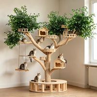 Promotion : Arbre à chat personnalisé imitation arbre, grande tour stable avec maison, plateforme et échelle pour chats d'intérieur